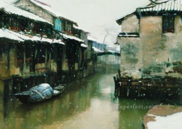 チェン・イーフェイ Painting - 水郷の雪の日 中国の陳亦菲